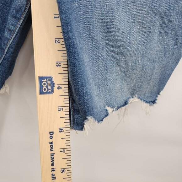 Madewell Womens Blue High Rise Denim Mid Length Shorts Raw Hem Size 26 - Picture 8 of 14